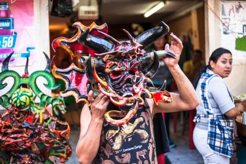 Unidentified man, dressed as Devil Stock Photos