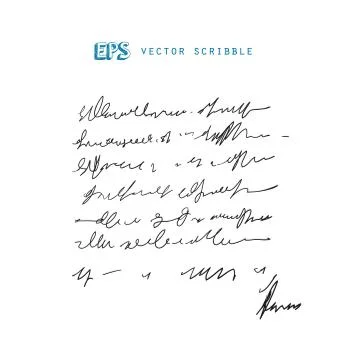 Unidentified meanless abstract handwriting scribble text drawing. Illustrazione stock