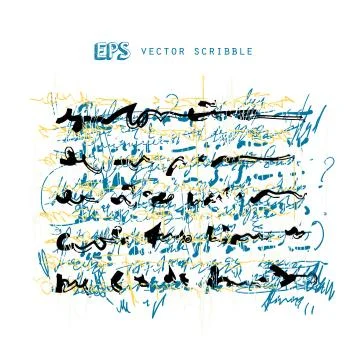 Unidentified meanless abstract handwriting scribble text drawing. Illustration