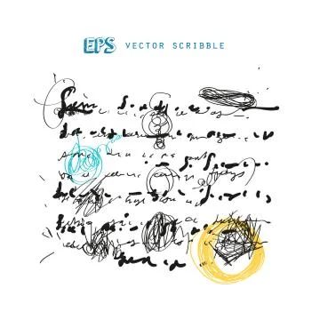Unidentified meanless abstract handwriting scribble text drawing. Ilustração Stock