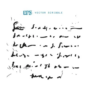 Unidentified meanless abstract handwriting scribble text drawing. Ilustração Stock