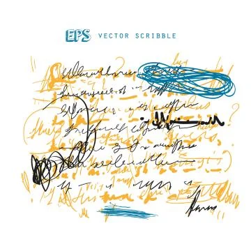 Unidentified meanless abstract handwriting scribble text drawing. Illustration