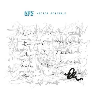 Unidentified meanless abstract handwriting scribble text drawing. Ilustração Stock