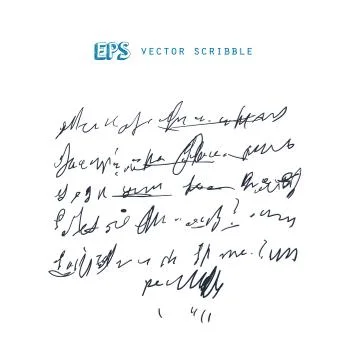 Unidentified meanless abstract handwriting scribble text drawing. Ilustração Stock
