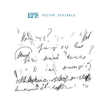 Unidentified meanless abstract handwriting scribble text drawing. Illustrazione stock