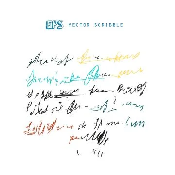 Unidentified meanless abstract handwriting scribble text drawing. Stock-Illustration