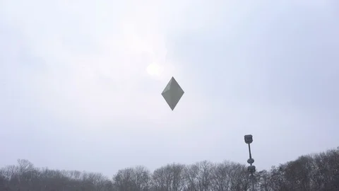 Unidentified object floating in winter sky, alien, extraterrestrial ship Video stock 102429454