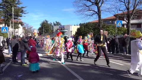 Unidentified participants in parade of the Carnival. Stock Footage 75006341