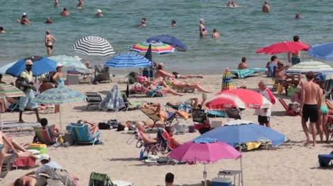 Unidentified people on the beach Stock Footage 43624002