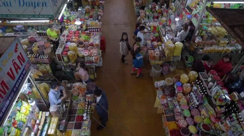 Unidentified people shopping at the Central City Market Stock Footage