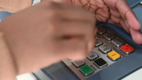 Unidentified Person Using ATM Banking Machine in South Africa Vídeo Stock 340213346