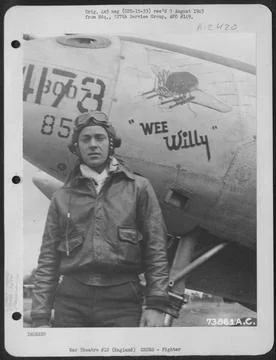 An Unidentified Pilot Of The 367Th Fighter Group, Poses Beside His Lockhee... Stock Photos