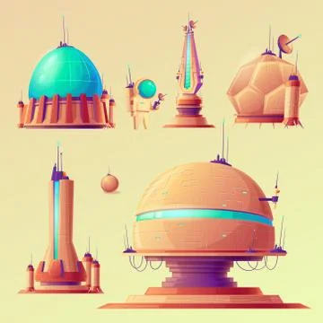 Unidentified space objects, UFO, space ships of alien Stock-Illustration