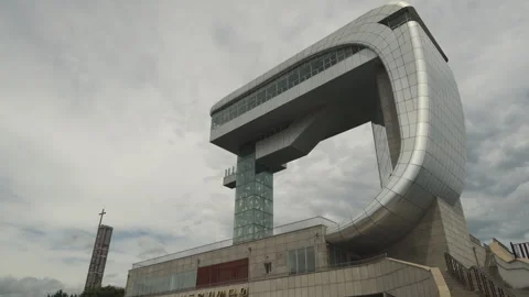 Unification Observatory Tower Left-to-Right Panning Shot Stock Footage 281206625