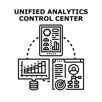 Unified analytics control center managing data analysis Stock Illustration
