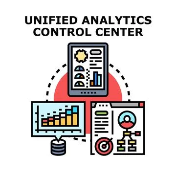 Unified analytics control center managing data analysis Stock Illustration