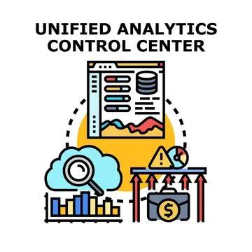 Unified analytics control center managing business data Stock Illustration