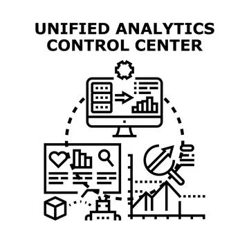 Unified analytics control center managing data processing Stock Illustration