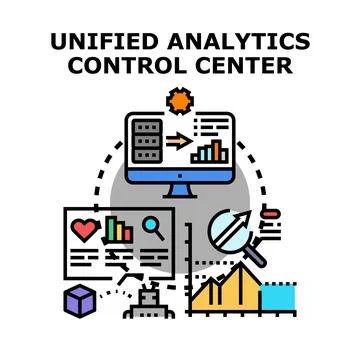Unified analytics control center managing data processing Stock Illustration