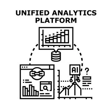Unified analytics platform processing data to derive insights Illustrazione stock