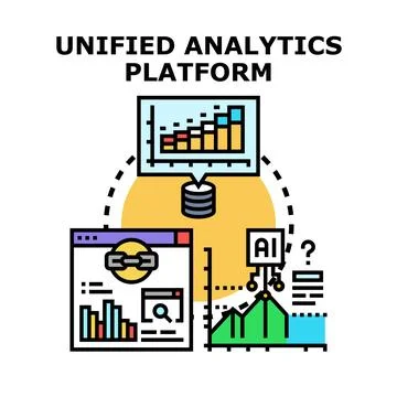 Unified analytics platform processing data to derive insights 스톡 일러스트