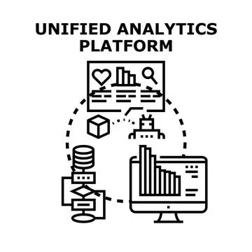 Unified analytics platform processing digital data for business insights Stock Illustration