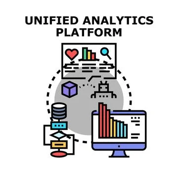 Unified analytics platform processing digital data for business insights Stock Illustration