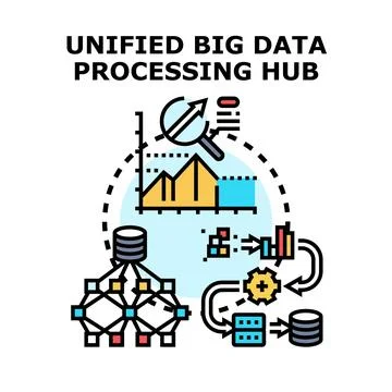 Unified big data processing hub concept 스톡 일러스트
