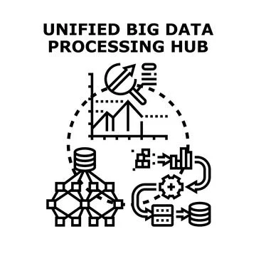 Unified big data processing hub concept Stock Illustration