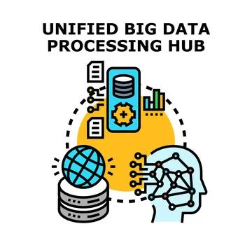 Unified big data processing hub concept illustration Stock Illustration