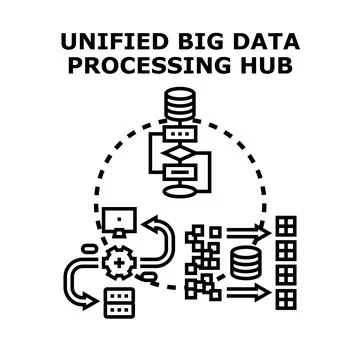 Unified big data processing processing hub concept Stock Illustration