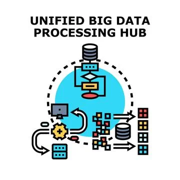 Unified big data processing processing hub concept Stock Illustration