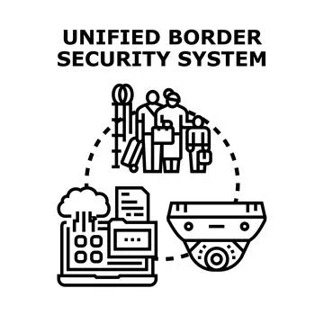 Unified border security system protecting travelers イラスト素材