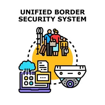 Unified border security system protecting travelers イラスト素材