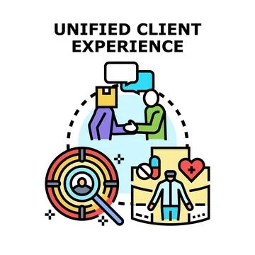 Unified client experience concept for customer relationship management Ilustración de archivo