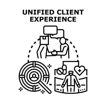 Unified client experience concept for customer relationship management Ilustración de archivo