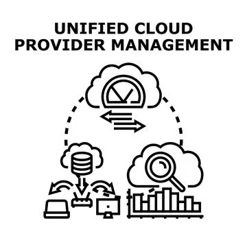 Unified cloud provider management system integrating data and analytics Stock Illustration