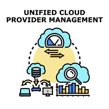 Unified cloud provider management system integrating data and analytics Illustrazione stock