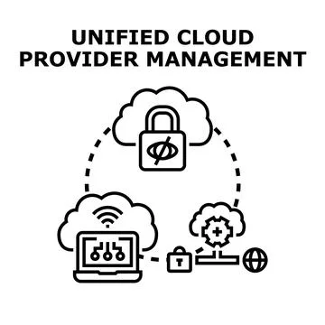 Unified cloud provider managing data security and service Stock Illustration