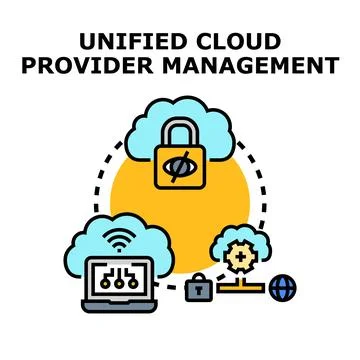 Unified cloud provider managing data security and service Illustrazione stock
