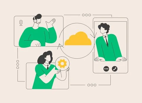 Unified communication abstract concept vector illustration. Illustrazione stock