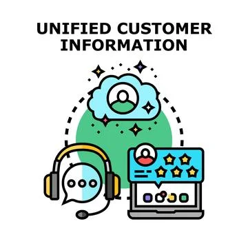 Unified customer information system managing support and data Stock Illustration