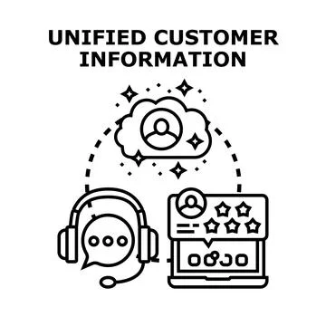 Unified customer information system managing support and data Stock Illustration