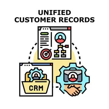 Unified customer records management system concept design Stock Illustration
