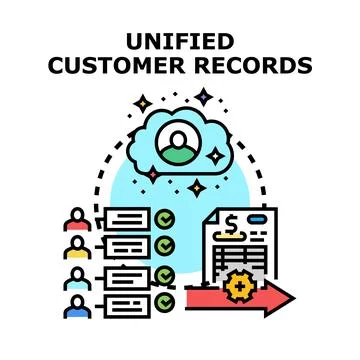 Unified customer records managing client data strategy Stock Illustration