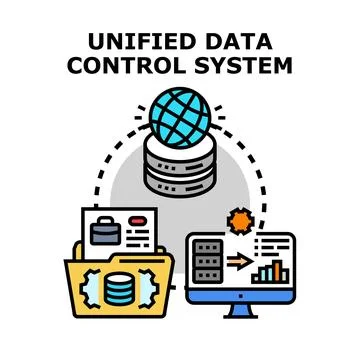 Unified data control system managing global information Stock Illustration