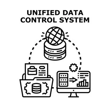 Unified data control system managing global information Stock Illustration