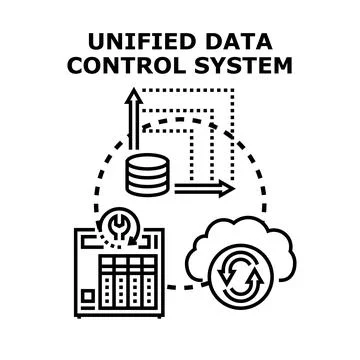 Unified data control system managing information flow Stock Illustration
