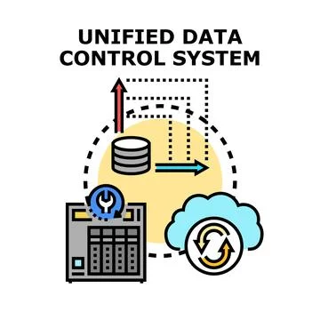 Unified data control system managing information flow Stock Illustration