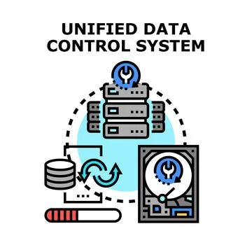 Unified data control system managing digital information Stock Illustration